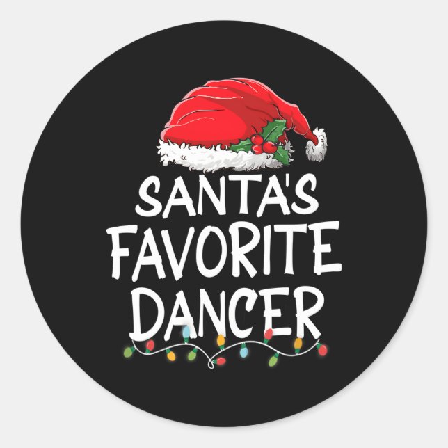 Sticker Rond Père Noël Danseuse préférée Santa Claus Lumières A (Devant)