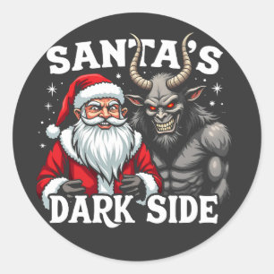 Sticker Rond Père Noël Dark Side Christmas Père Noël Krampus De
