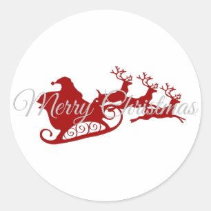 Sticker Rond Père Noël de Noël et rétro vintage de rennes