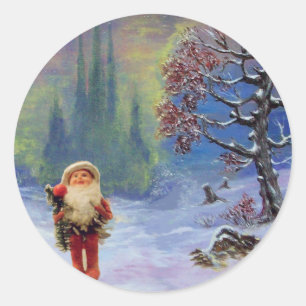 STICKER ROND PÈRE NOËL DES GNOMES