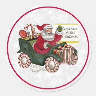 Sticker Rond Père Noël dit Joyeux Noël