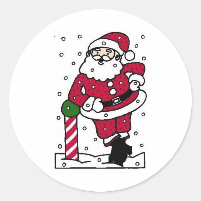 Sticker Rond Père Noël En Neige (Devant)