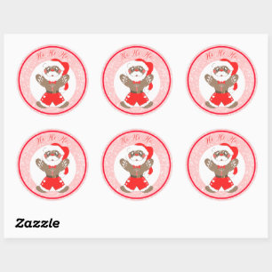 Sticker Rond Père Noël en pain d'épices
