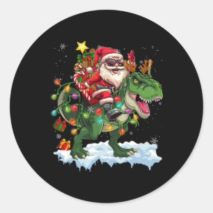 Sticker Rond Père Noël équitation Dinosaur T Rex lumières des a