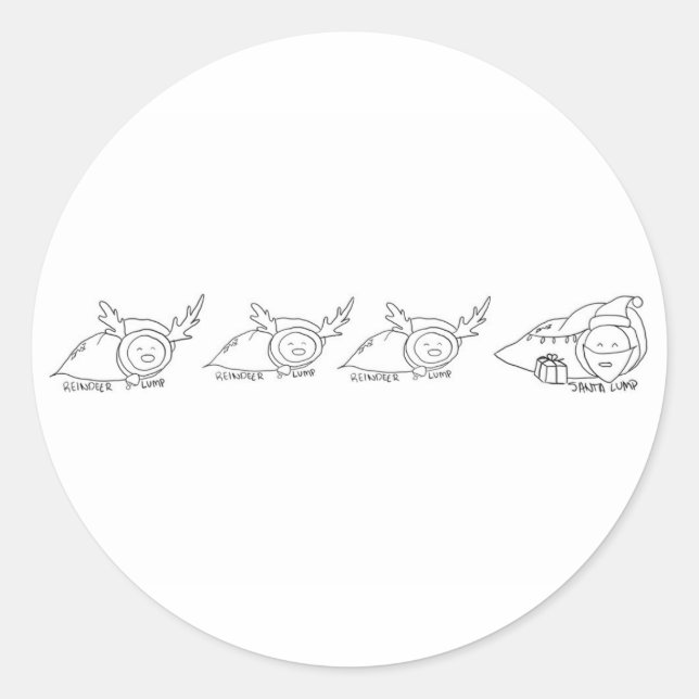 Sticker Rond Père Noël et les bosses de rennes (Devant)