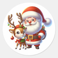 Père Noël et Reindeer Cute Cartoon Noël