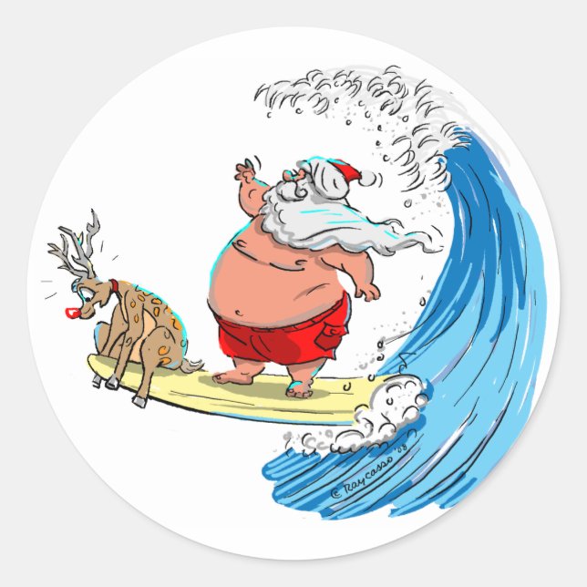 Sticker Rond père Noël et RuDoLf (Devant)