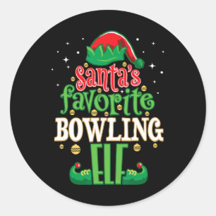 Sticker Rond Père Noël Favori Bowling Elf Christmas Matching Bo