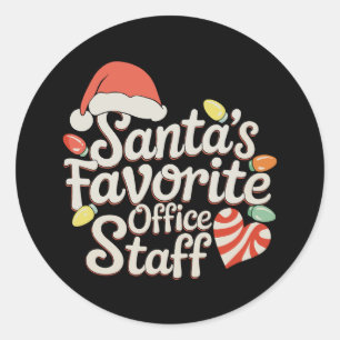 Sticker Rond Père Noël Favoris du personnel de bureau Lumières 