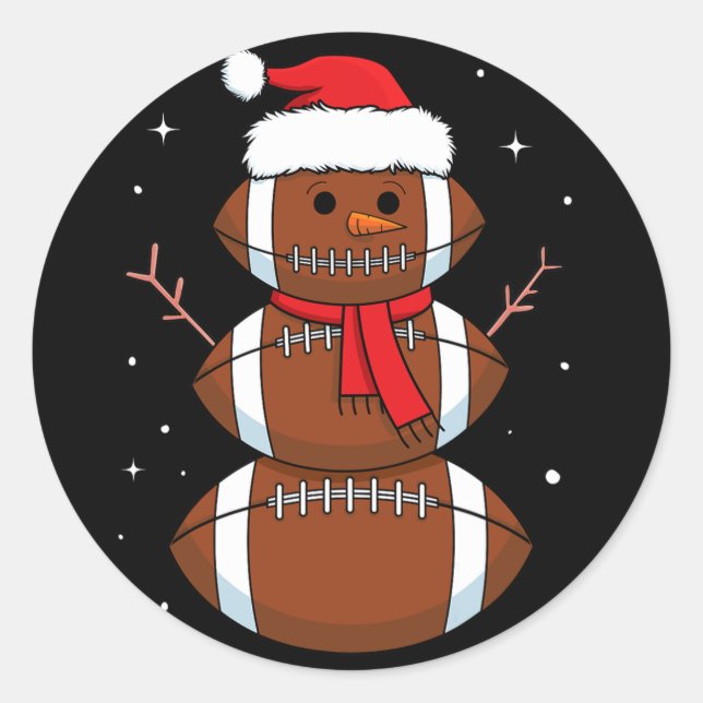 Sticker Rond Père Noël Football Snowman Sports Ball Hommes garç (Devant)