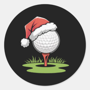 Sticker Rond Père Noël Golf Ball pour Noël Golf Ball Noël
