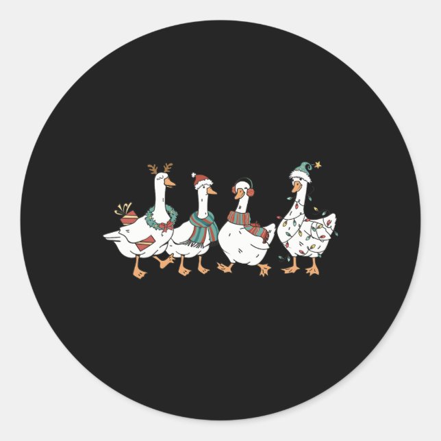 Sticker Rond Père Noël Goose Sur Loose Joyeux Goosemas Noël (Devant)