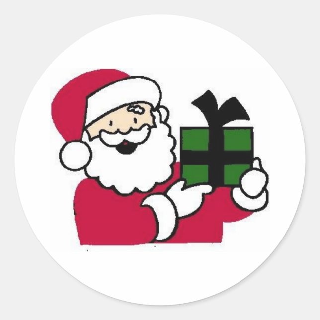 Sticker Rond Père Noël Holding Don (Devant)