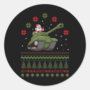 Sticker Rond Père Noël ignoble thème de Noël graphique militair
