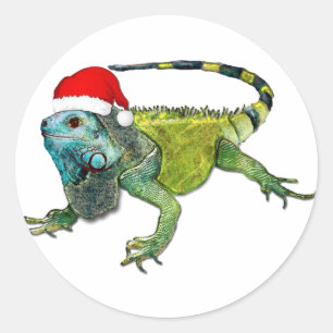 Sticker Rond Père Noël Iguana