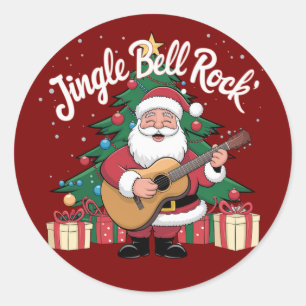 Sticker Rond Père Noël Jingle Bell Rock