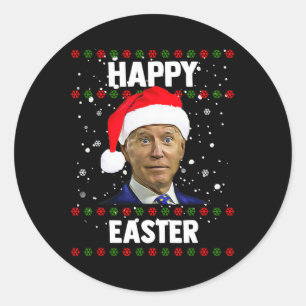 Sticker Rond Père Noël Joe Biden Joyeux Noël Pâques moche Sweat
