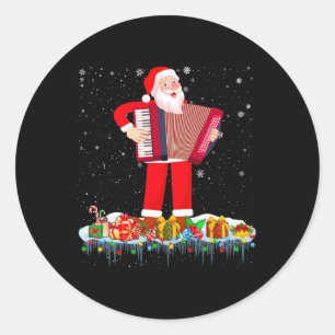 Sticker Rond Père Noël Jouer Accordion Christmas Accordion Inst