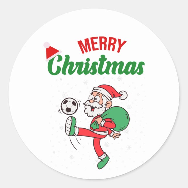 Sticker Rond Père Noël Jouer Cool de football (Devant)