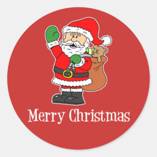 Sticker Rond Père Noël Joyeux Noël mignon dessin