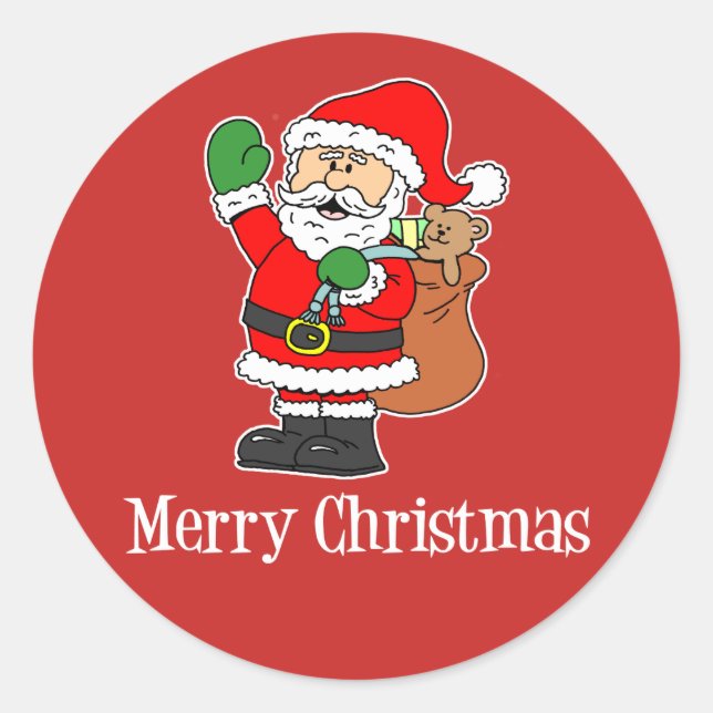 Sticker Rond Père Noël Joyeux Noël mignon dessin (Devant)