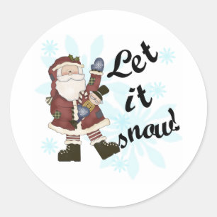 Sticker Rond Père Noël Laisser neiger Noël hiver