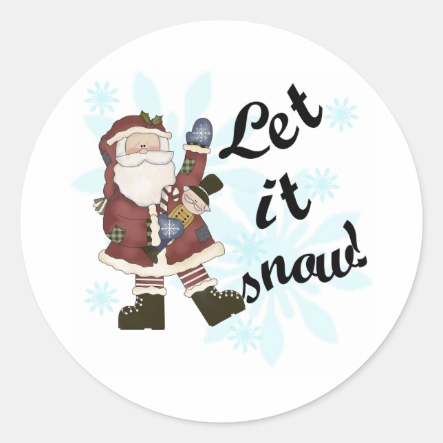 Sticker Rond Père Noël Laisser neiger Noël hiver (Devant)