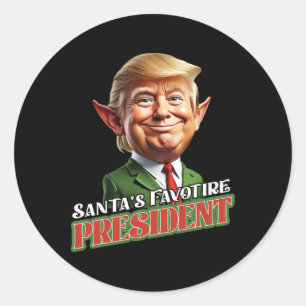 Sticker Rond Père Noël le président favori Donald Trump Elf Chr
