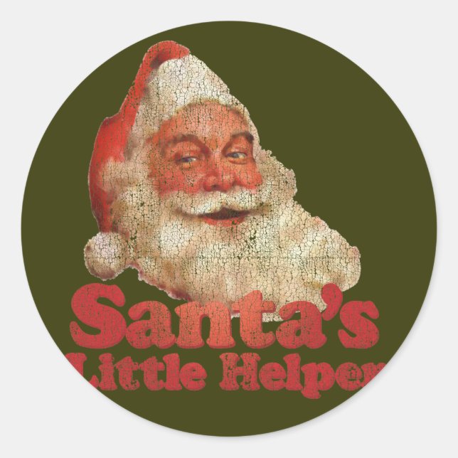 Sticker Rond Père Noël Little Helper (Devant)