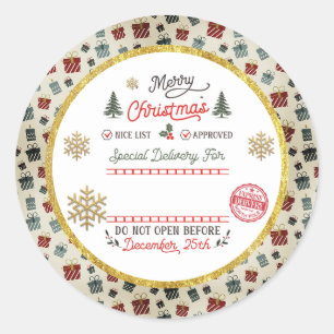 Sticker Rond Père Noël livré spécialement par le pôle Nord pers