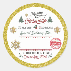 Sticker Rond Père Noël livré spécialement par le pôle Nord pers
