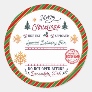 Sticker Rond Père Noël livré spécialement par le pôle Nord pers