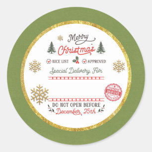 Sticker Rond Père Noël livré spécialement par le pôle Nord pers