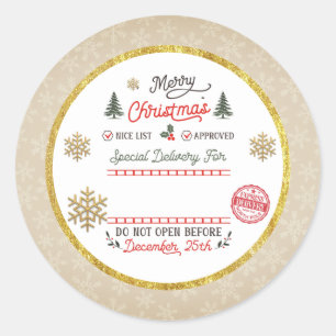 Sticker Rond Père Noël livré spécialement par le pôle Nord pers