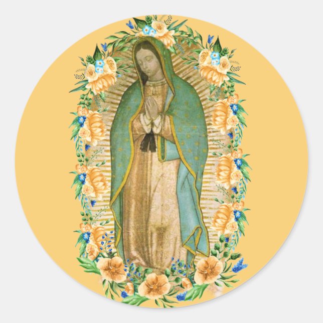 Sticker Rond Père Noël Maria, Virgen de Guadalupe Mère Marie (Devant)