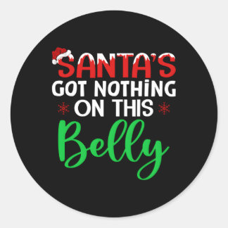 Sticker Rond Père Noël N'A Rien Sur Cette Grossesse Du Ventre