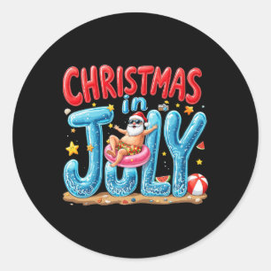 Sticker Rond Père Noël Noël en juillet Été ambiance Plage X