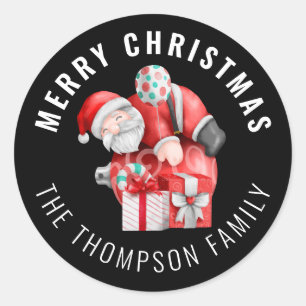 Sticker Rond Père Noël Nom du dessin Joyeux Noël Noir