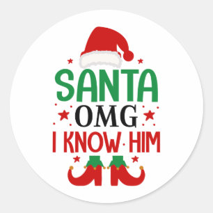 Sticker Rond Père Noël Omg Je Le Connais