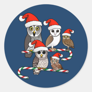 Sticker Rond Père Noël Owls