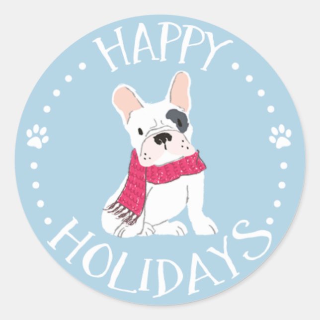 Sticker Rond Père Noël Paws - Joyeuses Fêtes À Thème Chien (Devant)