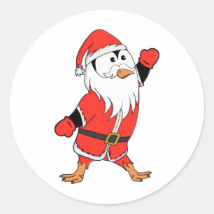 Sticker Rond Père Noël Penguin Prêt pour Noël