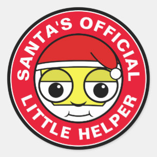 Sticker Rond Père Noël, petit assistant officiel