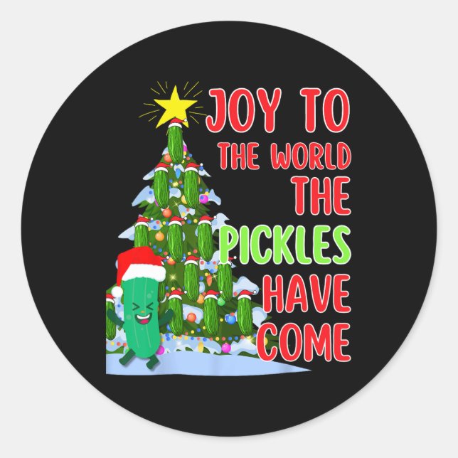 Sticker Rond Père Noël Pickle Christmas Tree Lights Amusant Pic (Devant)