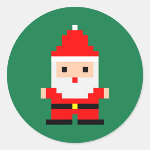 Sticker Rond Père Noël Pixel Art 1