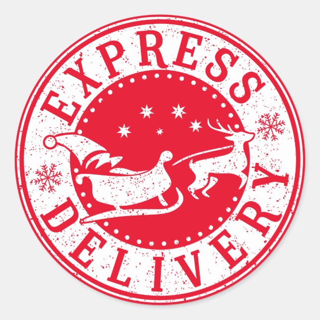 Sticker Rond père Noël pôle nord express livraison cadeau secre (Devant)