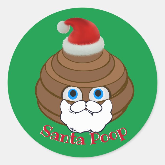Sticker Rond Père Noël Poop Emoji (Devant)