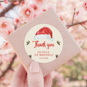 Sticker Rond Père Noël Red Casquette Noël Fête de Noël Annivers