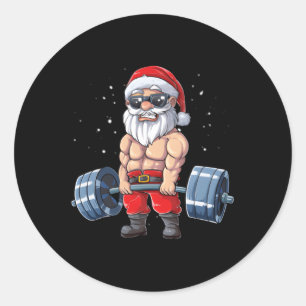 Sticker Rond Père Noël Remise en forme pour poids gymnase