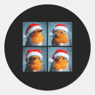 Sticker Rond Père Noël Robin Redsein Winter Bird Photographie C